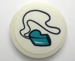 Tile, Round 2 x 2 with Bottom Stud Holder with Dark Azure Sports Whistle Pattern (Sticker) - Set 41330