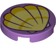 Tile, Round 2 x 2 with Bottom Stud Holder with Scallop Shell Pattern