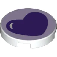 Tile, Round 2 x 2 with Bottom Stud Holder with Dark Purple Heart Pattern