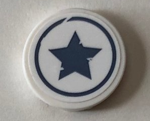 Tile, Round 2 x 2 with Bottom Stud Holder with Sand Blue Star in Circle Pattern (Sticker) - Set 76075