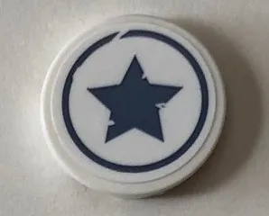 Tile, Round 2 x 2 with Bottom Stud Holder with Sand Blue Star in Circle Pattern (Sticker) - Set 76075