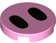 Tile, Round 2 x 2 with Bottom Stud Holder with Black Ovals Pattern (Pig Nose)