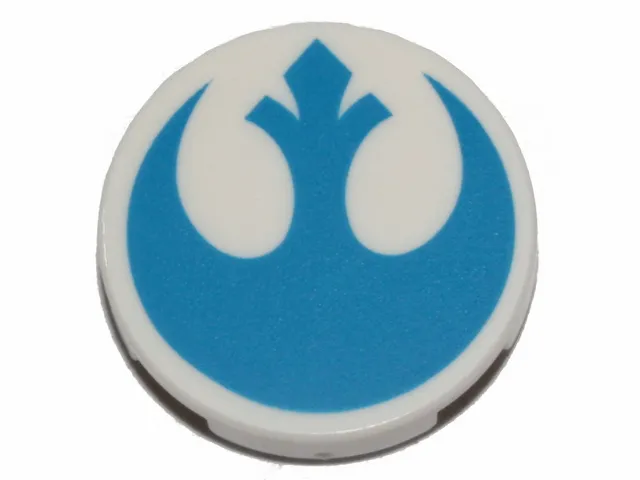 Tile, Round 2 x 2 with Bottom Stud Holder with Blue SW Rebel Alliance Symbol Pattern