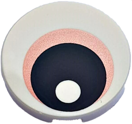 Tile, Round 2 x 2 with Bottom Stud Holder with Eye with Copper Iris and Black Pupil Pattern
