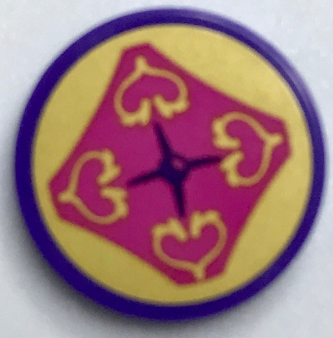 Tile, Round 2 x 2 with Bottom Stud Holder with Hearts Seat Cushion Pattern (Sticker) - Set 40307