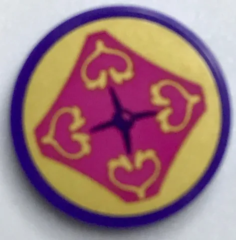 Tile, Round 2 x 2 with Bottom Stud Holder with Hearts Seat Cushion Pattern (Sticker) - Set 40307