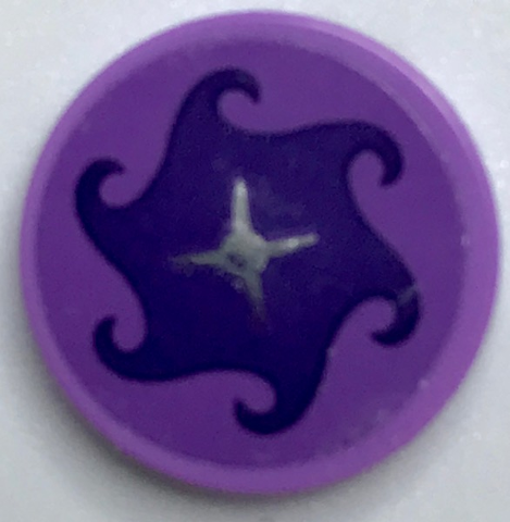 Tile, Round 2 x 2 with Bottom Stud Holder with Swirl Seat Cushion Pattern (Sticker) - Set 40307