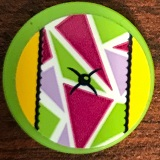 Tile, Round 2 x 2 with Bottom Stud Holder with Cushion Button, Triangles and Stitching Pattern (Sticker) - Set 41323