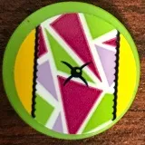 Tile, Round 2 x 2 with Bottom Stud Holder with Cushion Button, Triangles and Stitching Pattern (Sticker) - Set 41323