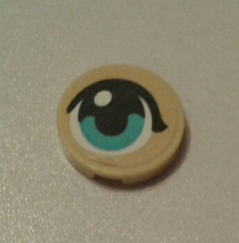 Tile, Round 2 x 2 with Bottom Stud Holder with Medium Azure Iris and Eyelid Pattern Model Left Side (Sticker) - Set 40171