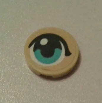 Tile, Round 2 x 2 with Bottom Stud Holder with Medium Azure Iris and Eyelid Pattern Model Left Side (Sticker) - Set 40171