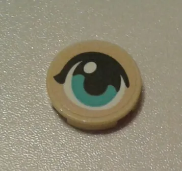 Tile, Round 2 x 2 with Bottom Stud Holder with Medium Azure Iris and Eyelid Pattern Model Right Side (Sticker) - Set 40171