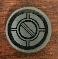 Tile, Round 2 x 2 with Bottom Stud Holder with SW Resistance Bomber Hatch Pattern 1 (Sticker) - Set 75188