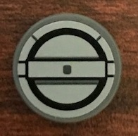 Tile, Round 2 x 2 with Bottom Stud Holder with SW Resistance Bomber Hatch Pattern 2 (Sticker) - Set 75188