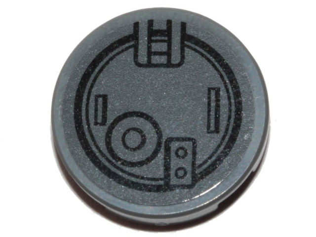 Tile, Round 2 x 2 with Bottom Stud Holder with SW AT-ST Hatch Pattern 2 (Sticker) - Set 75254