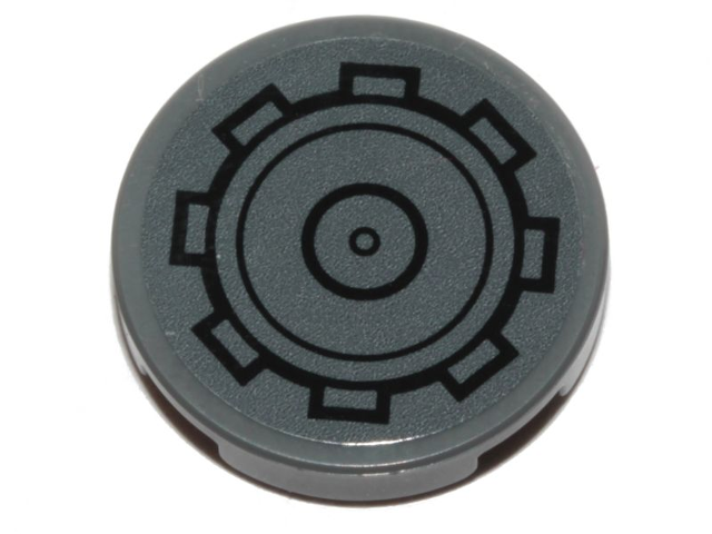 Tile, Round 2 x 2 with Bottom Stud Holder with SW AT-ST Gear Pattern (Sticker) - Set 75254