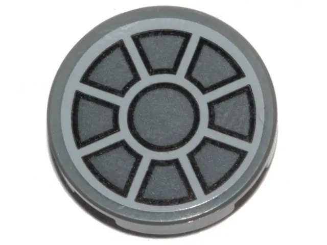 Tile, Round 2 x 2 with Bottom Stud Holder with SW Dark Bluish Gray Fan on Light Bluish Gray Background Pattern (Sticker) - Sets 75105 / 75257