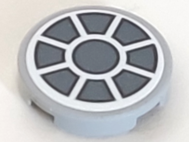 Tile, Round 2 x 2 with Bottom Stud Holder with SW Dark Bluish Gray Fan on White Background Pattern (Sticker) - Set 75212