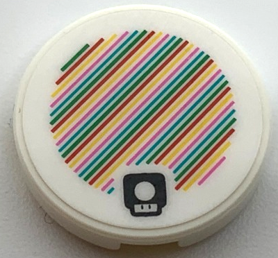 Tile, Round 2 x 2 with Bottom Stud Holder with Super Mario Scanner Code Super Mushroom Pattern (Sticker) - Sets 30385 / 40414 / 71366 / 71418