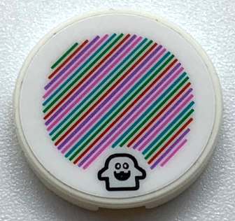 Tile, Round 2 x 2 with Bottom Stud Holder with Super Mario Scanner Code Peepa Pattern (Sticker) - Set 71361