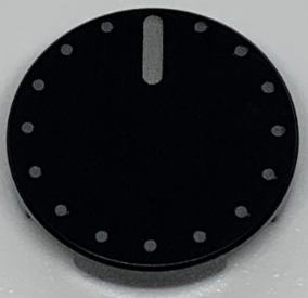 Tile, Round 2 x 2 with Bottom Stud Holder with Silver Knob / Dial Pattern