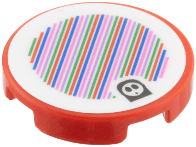 Tile, Round 2 x 2 with Bottom Stud Holder with Super Mario Scanner Code Red Shy Guy Pattern (Sticker) - Sets 71366 / 72045