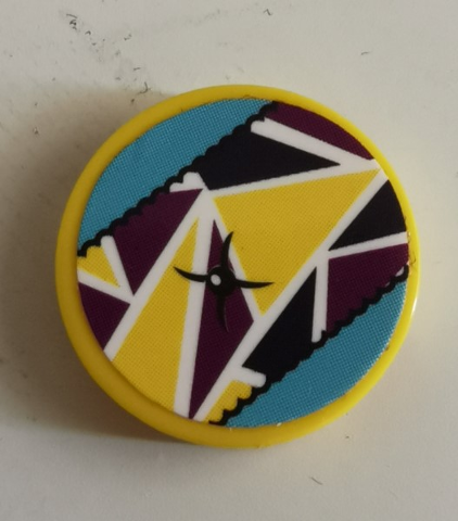 Tile, Round 2 x 2 with Bottom Stud Holder with Cushion, Triangles and Stitching Pattern (Sticker) - Set 41324