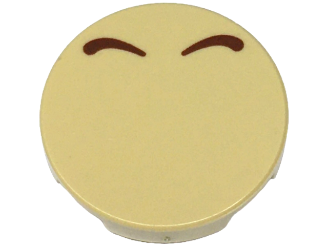 Tile, Round 2 x 2 with Bottom Stud Holder with 2 Reddish Brown Curved Lines Pattern (Super Mario Bowser Nostrils)