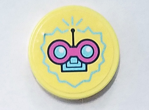 Tile, Round 2 x 2 with Bottom Stud Holder with Dark Pink and Medium Azure Circuit Pattern (Sticker) - Set 41329