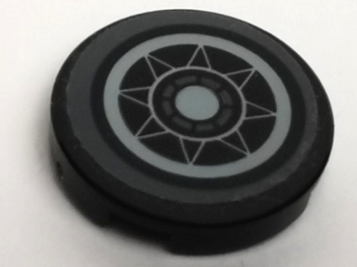 Tile, Round 2 x 2 with Bottom Stud Holder with SW X-wing 8 Point Star Inspection Hatch Pattern (Sticker) - Set 75149