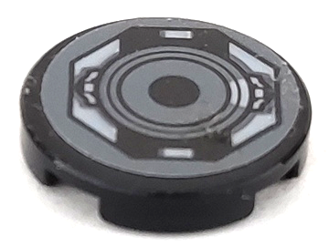 Tile, Round 2 x 2 with Bottom Stud Holder with SW X-wing Inspection Hatch Pattern (Sticker) - Set 75149