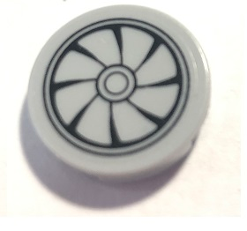 Tile, Round 2 x 2 with Bottom Stud Holder with Light Bluish Gray Fan Blades Pattern (Sticker) - Set 79117