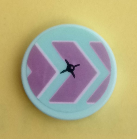 Tile, Round 2 x 2 with Bottom Stud Holder with Cushion, Dark Pink Chevrons and Black Button Pattern (Sticker) - Set 41351