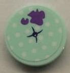 Tile, Round 2 x 2 with Bottom Stud Holder with Light Aqua Cushion and Dark Purple Splotch Pattern (Sticker) - Set 41332