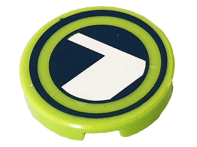 Tile, Round 2 x 2 with Bottom Stud Holder with White Letter L on Dark Blue Circle Pattern (Sticker) - Set 41232