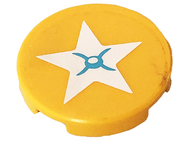 Tile, Round 2 x 2 with Bottom Stud Holder with Star Seat Cushion Pattern (Sticker) - Set 41232