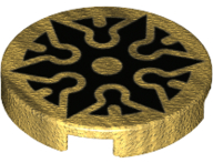 Tile, Round 2 x 2 with Bottom Stud Holder with Black Shuriken Throwing Star Pattern