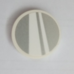Tile, Round 2 x 2 with Bottom Stud Holder with Silver and White Stripes Pattern (Sticker) - Set 75980