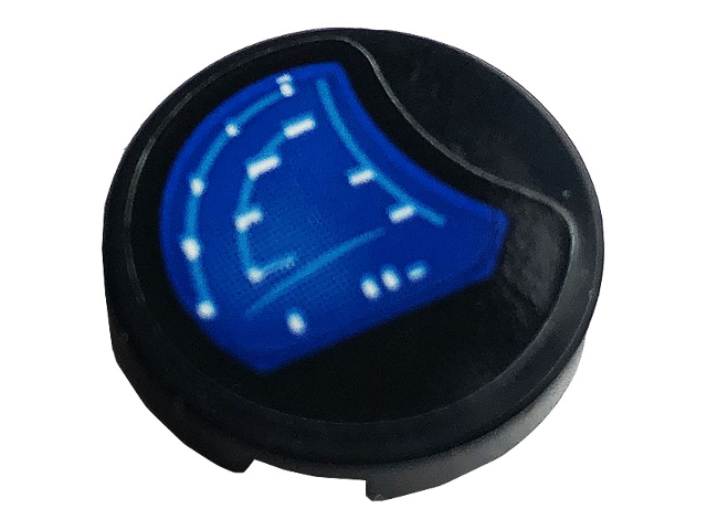 Tile, Round 2 x 2 with Bottom Stud Holder with Blue Gauge Pattern (Sticker) - Set 42083