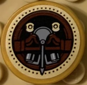 Tile, Round 2 x 2 with Bottom Stud Holder with Vintage Weighing Scales Pattern (Sticker) - Set 71044