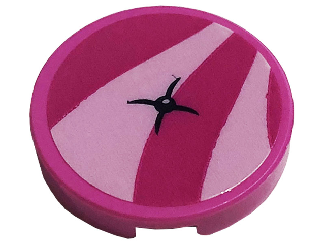 Tile, Round 2 x 2 with Bottom Stud Holder with Dark Pink Cushion and Black Button Pattern (Sticker) - Set 41444