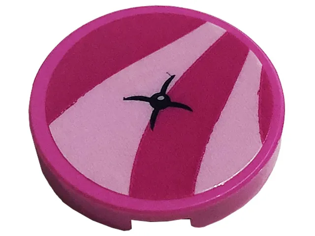 Tile, Round 2 x 2 with Bottom Stud Holder with Dark Pink Cushion and Black Button Pattern (Sticker) - Set 41444