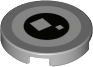 Tile, Round 2 x 2 with Bottom Stud Holder with White Eye and Black Pupil with 2 White Squares Pattern (BrickHeadz Minion Eye)