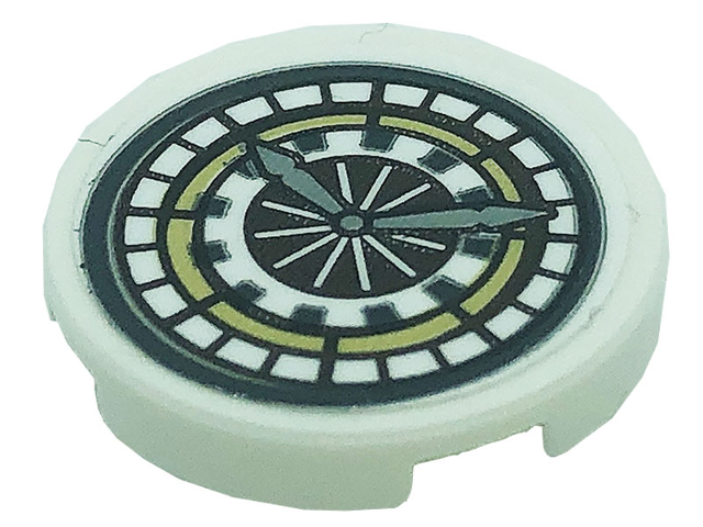 Tile, Round 2 x 2 with Bottom Stud Holder with Clock Pattern (Sticker) - Set 71043