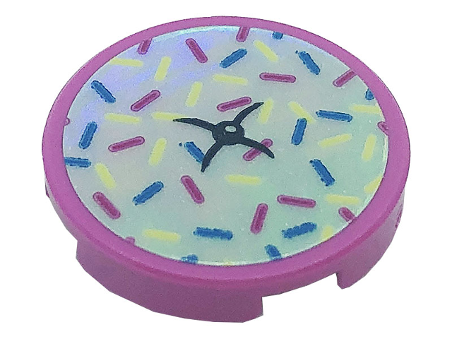 Tile, Round 2 x 2 with Bottom Stud Holder with Cushion and Black Button Pattern (Sticker) - Set 41366