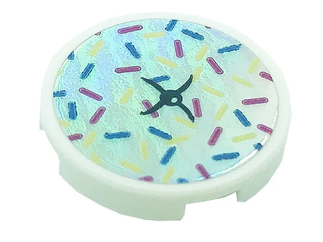 Tile, Round 2 x 2 with Bottom Stud Holder with Cushion and Black Button Pattern (Sticker) - Set 41366