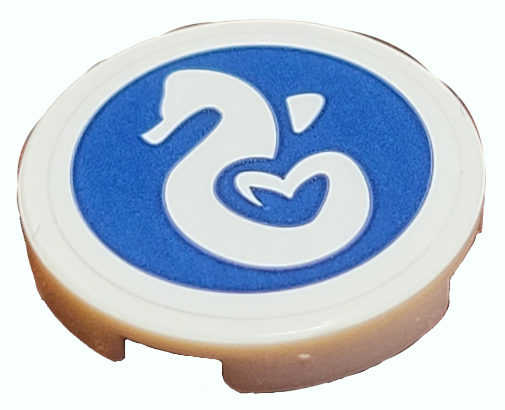 Tile, Round 2 x 2 with Bottom Stud Holder with Heartlake Rescue Seahorse Logo on Dark Blue Background Pattern (Sticker) - Set 41380