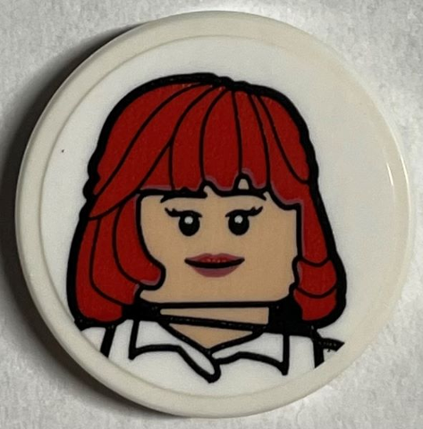 Tile, Round 2 x 2 with Bottom Stud Holder with Kate McCallister Portrait Pattern (Sticker) - Set 21330