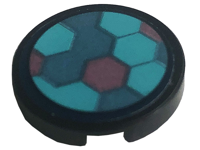Tile, Round 2 x 2 with Bottom Stud Holder with Hexagons Pattern (Sticker) - Set 41256