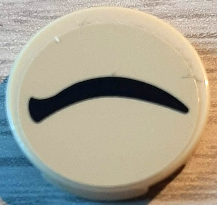 Tile, Round 2 x 2 with Bottom Stud Holder with Black Curved Line, Closed Eye Pattern Model Right Side (Sticker) - Set 40171